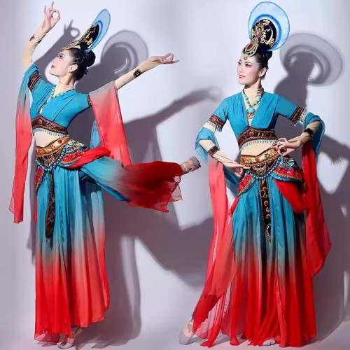 Fairy Hanfu Dunhuang flying dance costume Chinese ancient traditional classcial performance dresses for women girls art test ethnic western regions Hanfu bounce pipa suit